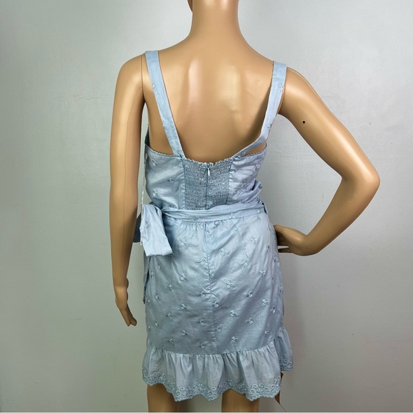 NEW REFORMATION BLUE EMBROIDERED COTTON MINI DRESS - Picture 8 of 10